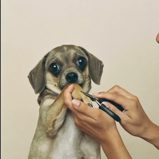A small dog's paw held for a nail trim